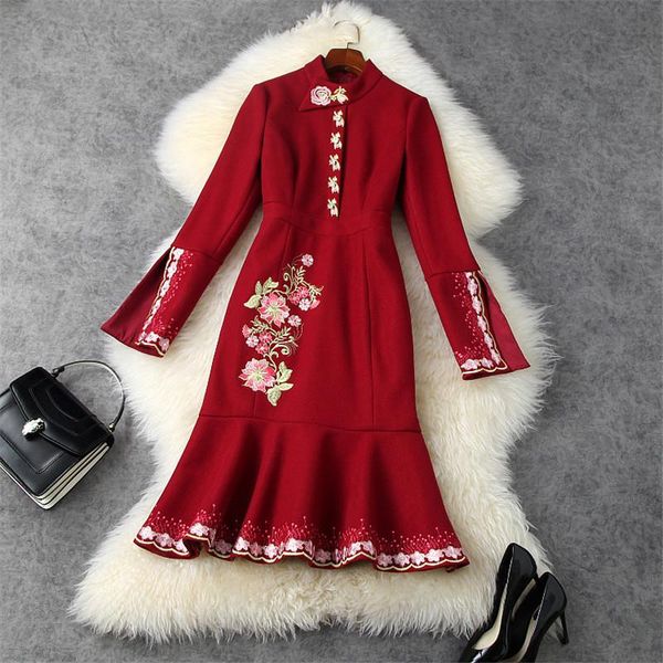 casual dresses flower embroidery woolen dress women elegant vintage slim celebrity trumpet robe femme christmas party vestido r, Black;gray
casual dresses flower embroidery woolen dress women elegant vintage slim celebrity trumpet robe femme christmas party vestido r, Black;gray