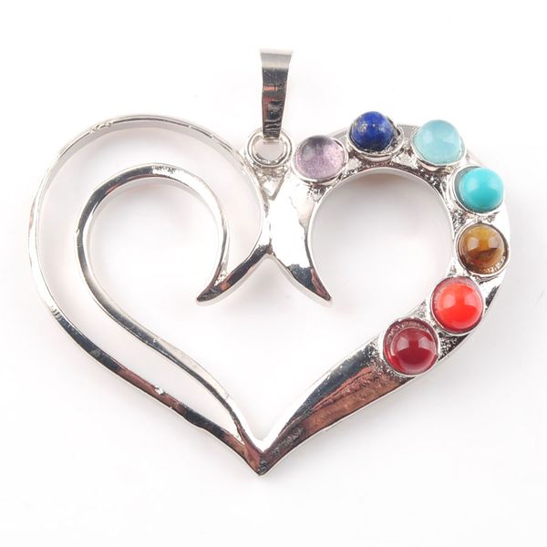 wojiaer 7 chakras natural stones heart pendants health amulet healing necklace 18" length jewelry charms pendant n3259, Silver
wojiaer 7 chakras natural stones heart pendants health amulet healing necklace 18" length jewelry charms pendant n3259, Silver
