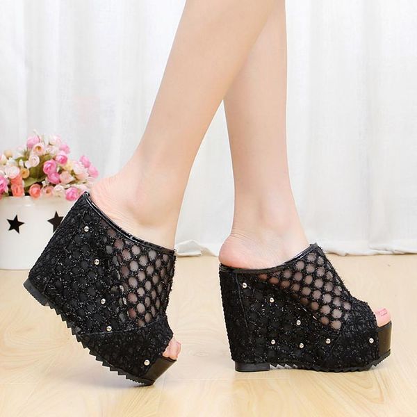 slippers shoes fretwork heels women summer slides on a wedge fashion platform peep toe increased internal heeled mules luxury, Black
slippers shoes fretwork heels women summer slides on a wedge fashion platform peep toe increased internal heeled mules luxury, Black