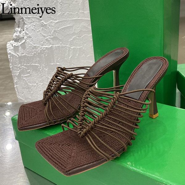 new strappy slippers women open square toe mules high heels stretch band cut outs party shoes woman brand design women sandals, Black
new strappy slippers women open square toe mules high heels stretch band cut outs party shoes woman brand design women sandals, Black