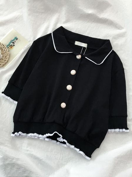 women's t-shirt korean t shirt vintage black button fashion summer harajuku women kawaii clothes crop top, White
women's t-shirt korean t shirt vintage black button fashion summer harajuku women kawaii clothes crop top, White