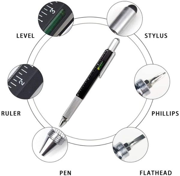 gift pen tool pen 6 in 1 multitool tech tool with ruler, levelgauge, ballpoint and refills, unique gifts for men, Blue;orange
gift pen tool pen 6 in 1 multitool tech tool with ruler, levelgauge, ballpoint and refills, unique gifts for men, Blue;orange