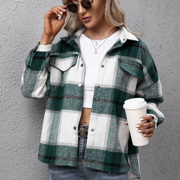women's jackets 2021 autumn plaid jacket women overshirt warm long checkered woman female sleeve winter coat shirt for, Black;brown
women's jackets 2021 autumn plaid jacket women overshirt warm long checkered woman female sleeve winter coat shirt for, Black;brown