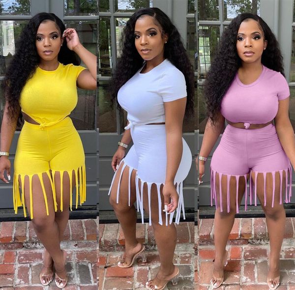 women two piece lovely plus size casual o neck tassel design 2 piece shorts set, Gray
women two piece lovely plus size casual o neck tassel design 2 piece shorts set, Gray