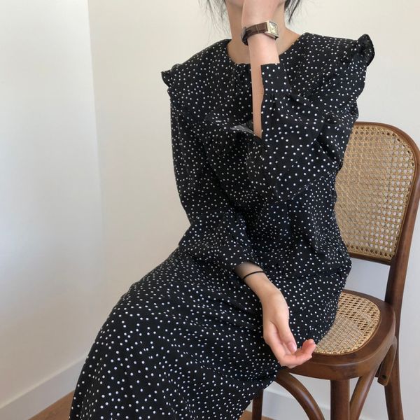 chic polka dots vintage elegant women 2021 basewear ol loose basic all match streetwear new long es vestidos f6h4, Black;gray
chic polka dots vintage elegant women 2021 basewear ol loose basic all match streetwear new long es vestidos f6h4, Black;gray