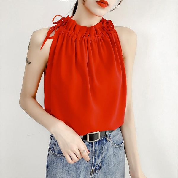 women's tanks & camis halter women strapless lace-up drawstring chiffon camisole summer outer wear loose sleeveless bottoming top, White
women's tanks & camis halter women strapless lace-up drawstring chiffon camisole summer outer wear loose sleeveless bottoming top, White