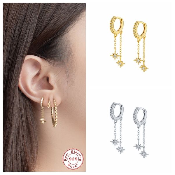 s925 sterling silver bling zircon anise star hoop earring for women round circel chain huggie earrings pendientes oorbellen, Golden
s925 sterling silver bling zircon anise star hoop earring for women round circel chain huggie earrings pendientes oorbellen, Golden
