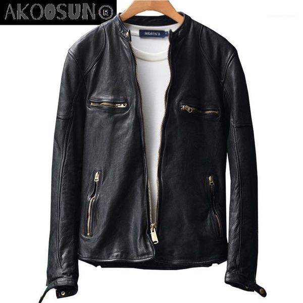 men's leather & faux akoosun real genuine jacket men 100% sheepskin coat vintage korean slim motorcycle jackets mg8-k8891 kj4423, Black
men's leather & faux akoosun real genuine jacket men 100% sheepskin coat vintage korean slim motorcycle jackets mg8-k8891 kj4423, Black