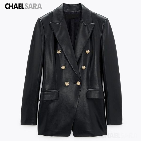 women's leather & faux spring autumn black blazer and jacket elegant double breasted office lady suit coat
women's leather & faux spring autumn black blazer and jacket elegant double breasted office lady suit coat