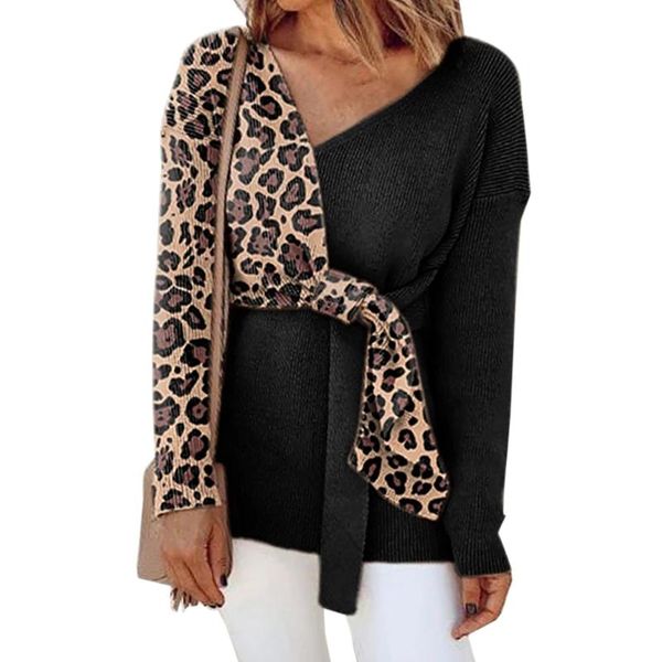 women's blouses & shirts women patchwork blouse sweater long sleeve bandage baggy v neck loose boho ladies two tone leopard shirt 2021, White
women's blouses & shirts women patchwork blouse sweater long sleeve bandage baggy v neck loose boho ladies two tone leopard shirt 2021, White