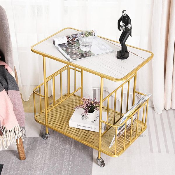 modern minimalist golden iron shelf with wheels sintered stone table movable mini coffee table trolley living room storage rack
modern minimalist golden iron shelf with wheels sintered stone table movable mini coffee table trolley living room storage rack