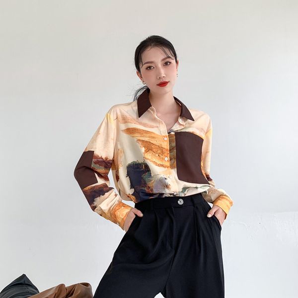 2021 retro oil painting printing pattern full french new design turn down collar loose blouse women 49l6, White
2021 retro oil painting printing pattern full french new design turn down collar loose blouse women 49l6, White