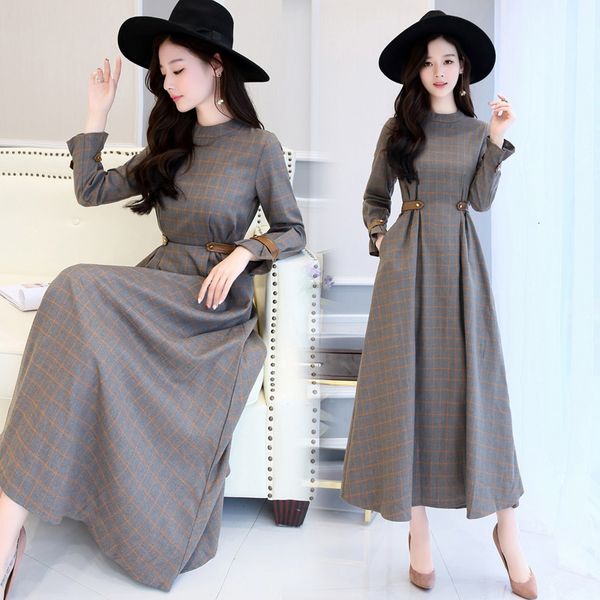 female fashion spring new autumn in chess and winter base dress retro-loose fine 9a8f, Black;gray 
female fashion spring new autumn in chess and winter base dress retro-loose fine 9a8f, Black;gray