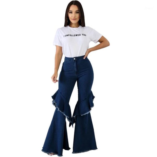 european fashion sense ruffles spliced denim flare pants tide women's high waist temperament slim long jeans1, Blue
european fashion sense ruffles spliced denim flare pants tide women's high waist temperament slim long jeans1, Blue
