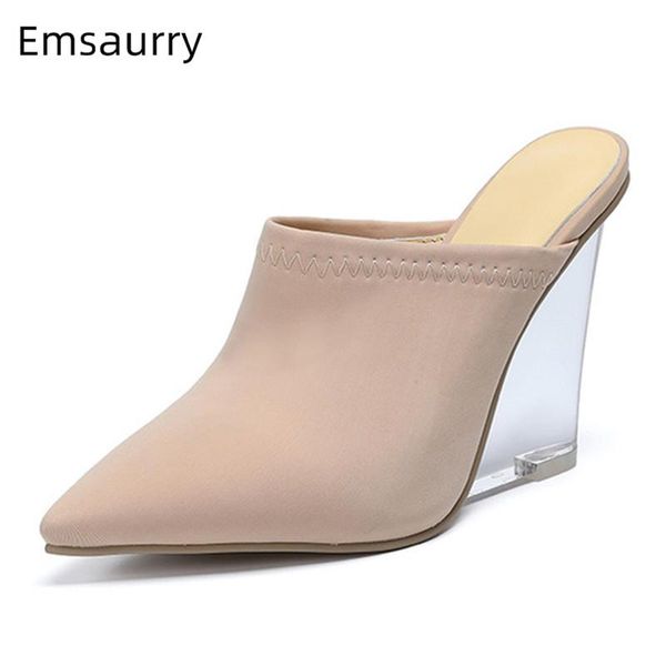 sandals clear crystal wedges runway mules lady pointed toe stretch fabric high heel fashion 2021 spring summer women, Black
sandals clear crystal wedges runway mules lady pointed toe stretch fabric high heel fashion 2021 spring summer women, Black