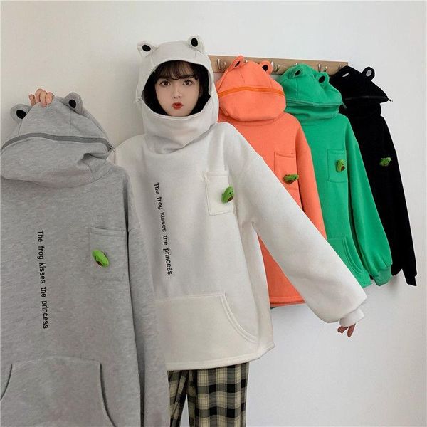 women's hoodies & sweatshirts 2021 autumn winter frog pullover zipper long-sleeved solid color letter pocket loose cute warm hoodie, Black
women's hoodies & sweatshirts 2021 autumn winter frog pullover zipper long-sleeved solid color letter pocket loose cute warm hoodie, Black