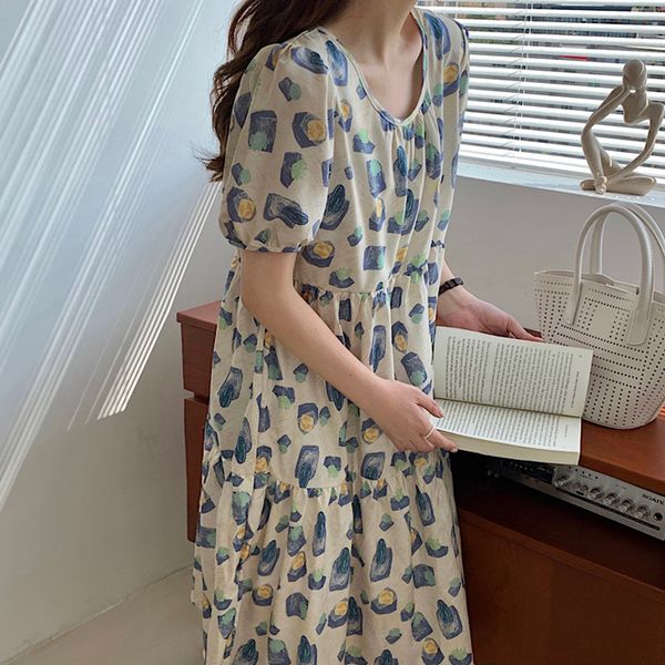 print dress for women short puff sleeve clothes summer o-neck patchwork plus size korean new casual loose waist dresses, Black;gray
print dress for women short puff sleeve clothes summer o-neck patchwork plus size korean new casual loose waist dresses, Black;gray
