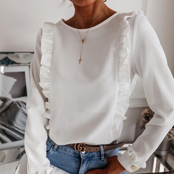 womens 2021 autumn white ruffle blouse shirt new fashion lady back metal buttons pullover summer o-neck long sleeve blusa
womens 2021 autumn white ruffle blouse shirt new fashion lady back metal buttons pullover summer o-neck long sleeve blusa