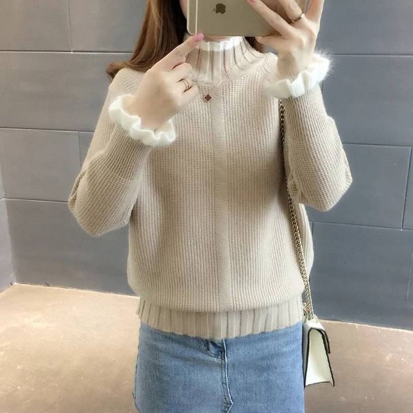 2021 new spring autumn women sweet half turtleneck knitted pullover sweater female loose tricot jumper pull femme k180mnyw, White;black
2021 new spring autumn women sweet half turtleneck knitted pullover sweater female loose tricot jumper pull femme k180mnyw, White;black