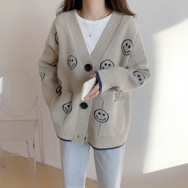 women's sweaters foreign smile jacquard cardigan sweater big female jacket loose shawl pocket r33j, White;black
women's sweaters foreign smile jacquard cardigan sweater big female jacket loose shawl pocket r33j, White;black