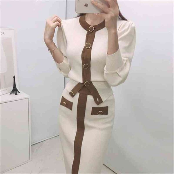 autumn korean knitted color-blocked two piece sets women long sleeve cardigan elastic waist long skirt suits outfit, White
autumn korean knitted color-blocked two piece sets women long sleeve cardigan elastic waist long skirt suits outfit, White