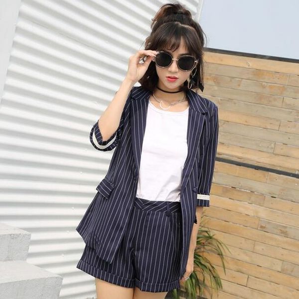 two piece dress 2021 office lady blue striped short pant suits 2 sets women notched jacket blazer & high waist shorts work femme df504, White
two piece dress 2021 office lady blue striped short pant suits 2 sets women notched jacket blazer & high waist shorts work femme df504, White