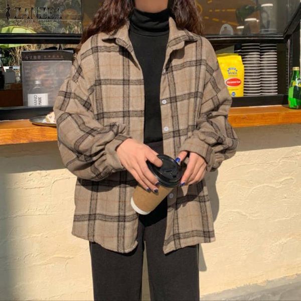women's blouses & shirts zanzeea elegant lady button streetwear blouse women autumn casual chemise long sleeve grid printed blusa bagg, White
women's blouses & shirts zanzeea elegant lady button streetwear blouse women autumn casual chemise long sleeve grid printed blusa bagg, White