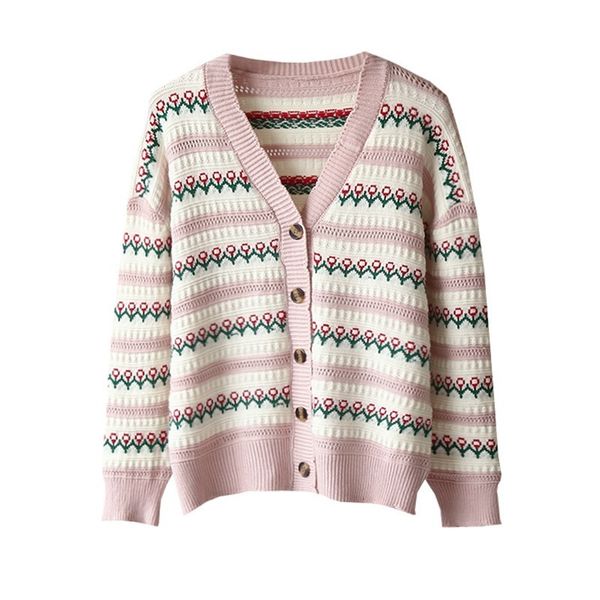 2021 elegant flower pattern v-neck cardigan long-sleeve womens sweaters autumn casual warm korean style chic girls sweater vijz, White;black 
2021 elegant flower pattern v-neck cardigan long-sleeve womens sweaters autumn casual warm korean style chic girls sweater vijz, White;black