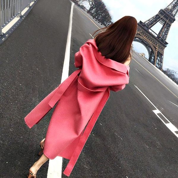 women's wool & blends 2021 winter korean high end handmade long pink lacing belt 100% coat women loose plus size black woolen overcoat
women's wool & blends 2021 winter korean high end handmade long pink lacing belt 100% coat women loose plus size black woolen overcoat