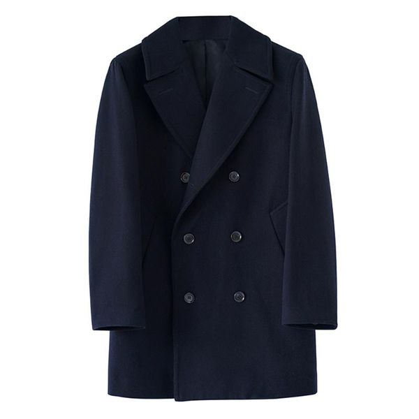 men's wool & blends pea coat classic navy double-breasted slim thick woolen jacket for autumn and winter men vintage clothing, Black
men's wool & blends pea coat classic navy double-breasted slim thick woolen jacket for autumn and winter men vintage clothing, Black
