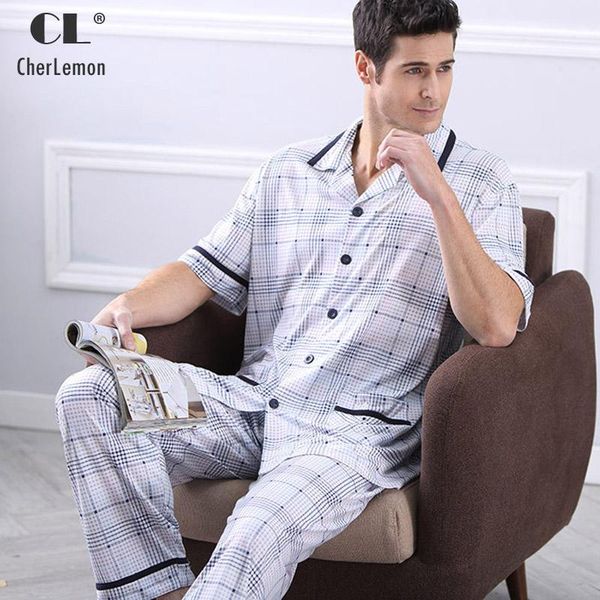 cherlemon men bamboo fiber pajamas casual turn-down collar white plaid short sleeve summer male comfortable light nightwear 4xl, Black;brown
cherlemon men bamboo fiber pajamas casual turn-down collar white plaid short sleeve summer male comfortable light nightwear 4xl, Black;brown