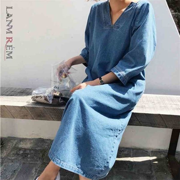 women big size denim blue midi long casual dress v- neck sleeve loose fit fashion spring summer 2e1098 210526, Black;gray
women big size denim blue midi long casual dress v- neck sleeve loose fit fashion spring summer 2e1098 210526, Black;gray