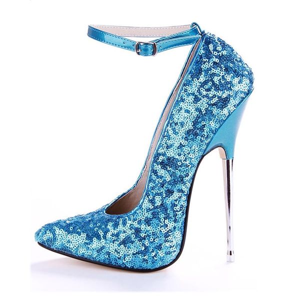 dress shoes women pumps high heels 16cm stiletto glitter sequins metal fashion party ankle strap ponted toe big size, Black
dress shoes women pumps high heels 16cm stiletto glitter sequins metal fashion party ankle strap ponted toe big size, Black