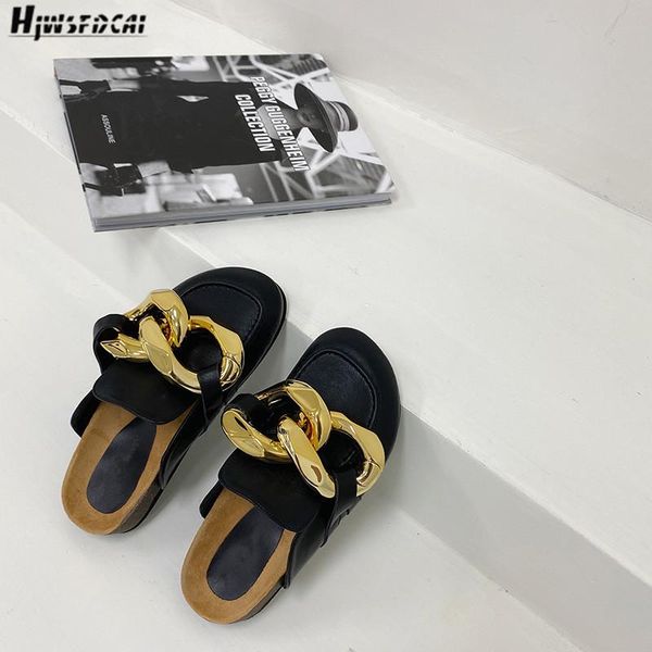 slippers hjwsfdcai fashion big golden chain flat mules shoes women round toe lazy outdoor casual female flip flops, Black
slippers hjwsfdcai fashion big golden chain flat mules shoes women round toe lazy outdoor casual female flip flops, Black