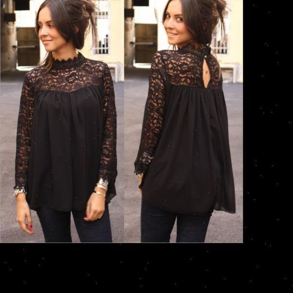 lace blouse casual long sleeve shirt black lace sleeve fashion women lady clothing summer autumn, White
lace blouse casual long sleeve shirt black lace sleeve fashion women lady clothing summer autumn, White