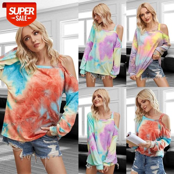women's tie dye printed irregular neck t-shirt fall 2020 new fashion casual loose shoulder hanging neck long sleeve pullover #xg8d, White
women's tie dye printed irregular neck t-shirt fall 2020 new fashion casual loose shoulder hanging neck long sleeve pullover #xg8d, White