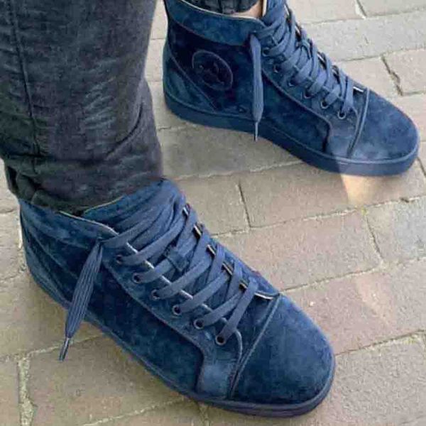 Newest Mens casual shoe Red Bottom Sneakers woman High-top Suede Leather Spikes Sneaker Women Leathers Studded trainers Lace Up Party shoes Fast ship, Black
Newest Mens casual shoe Red Bottom Sneakers woman High-top Suede Leather Spikes Sneaker Women Leathers Studded trainers Lace Up Party shoes Fast ship, Black