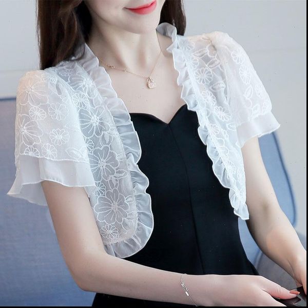new 2021 summer women short thin cardigan lace sun protection clothing camisetas mujer cape blusas femininas, White
new 2021 summer women short thin cardigan lace sun protection clothing camisetas mujer cape blusas femininas, White