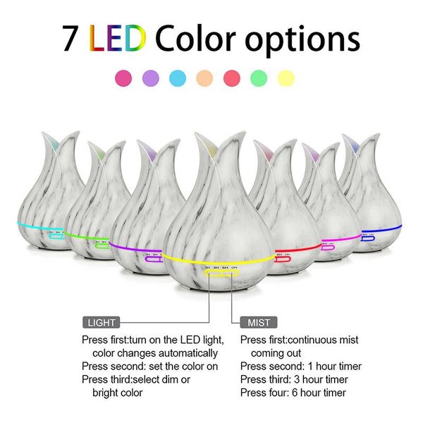 400ml aroma diffuser essential oil air pupifier ultrasonic air humidifier with 7 color changing led lights for home or office
400ml aroma diffuser essential oil air pupifier ultrasonic air humidifier with 7 color changing led lights for home or office