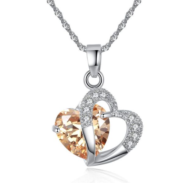 pendant necklaces romantic women's necklace jewelry 6 color cubic zirconia love heart crystal charm women good match for banquet, Silver
pendant necklaces romantic women's necklace jewelry 6 color cubic zirconia love heart crystal charm women good match for banquet, Silver
