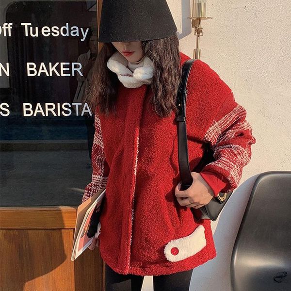 women's jackets 2021 winter jacket women sweet lamb plush short coat warm turtleneck fashion overcoat patchwork female, Black;brown
women's jackets 2021 winter jacket women sweet lamb plush short coat warm turtleneck fashion overcoat patchwork female, Black;brown