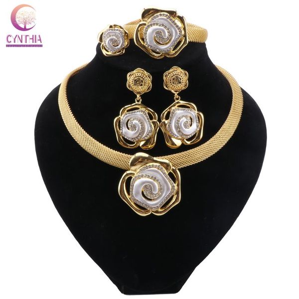 earrings & necklace cynthia african women gold color jewelry sets crystal ring classic wedding flower set for bride, Silver
earrings & necklace cynthia african women gold color jewelry sets crystal ring classic wedding flower set for bride, Silver