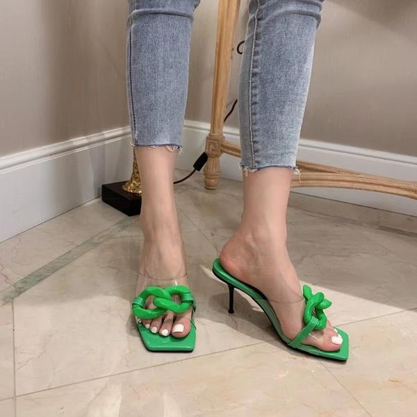 slippers elegant women sandals transparent pumps thin high heels metal chain candy color summer slides mules shoes 39, Black
slippers elegant women sandals transparent pumps thin high heels metal chain candy color summer slides mules shoes 39, Black