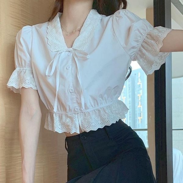 women's blouses & shirts summer women kawaii blouse sweet casual bubble sleeve lace cute elegant korean clothing strappy white chic par
women's blouses & shirts summer women kawaii blouse sweet casual bubble sleeve lace cute elegant korean clothing strappy white chic par
