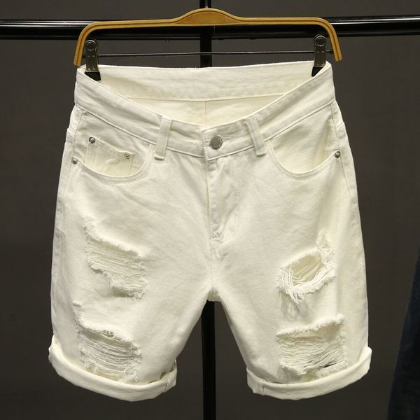 2021 summer new men's black white hole short fashion slim-fit cotton-khaki ripped denim shorts male brand clothes wnjz, White;black
2021 summer new men's black white hole short fashion slim-fit cotton-khaki ripped denim shorts male brand clothes wnjz, White;black