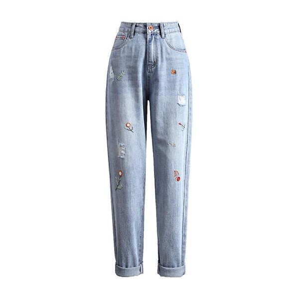 women's jeans south korea torn women spring and autumn loose high waist embroidered harun pants light color nine points dad, Blue
women's jeans south korea torn women spring and autumn loose high waist embroidered harun pants light color nine points dad, Blue