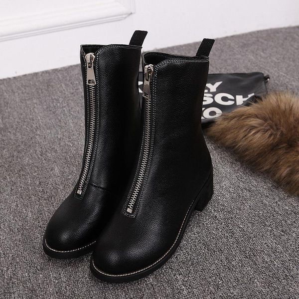 boots autumn/winter european and american chunky ankle for women with fashionable front zipper velvet heel s04, Black
boots autumn/winter european and american chunky ankle for women with fashionable front zipper velvet heel s04, Black