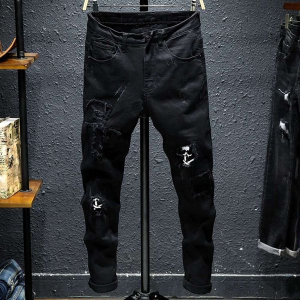 fashion brand jeans men's black hole embroidery scraping beggar pants versatile personality autumn and winter trend slim feet, Blue
fashion brand jeans men's black hole embroidery scraping beggar pants versatile personality autumn and winter trend slim feet, Blue