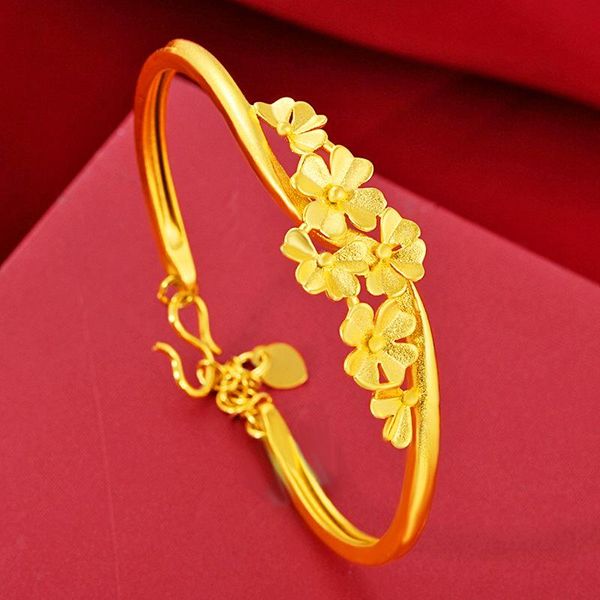 bangle elegant 24k yellow gold plated bracelet for women flower bridal wedding engagement fine jewelry, Black
bangle elegant 24k yellow gold plated bracelet for women flower bridal wedding engagement fine jewelry, Black