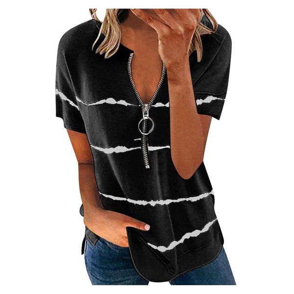 women's t-shirt striped short sleeve women summer 2021 tshirts female v neck zipper casual tee femme harajuku regular clothes, White
women's t-shirt striped short sleeve women summer 2021 tshirts female v neck zipper casual tee femme harajuku regular clothes, White